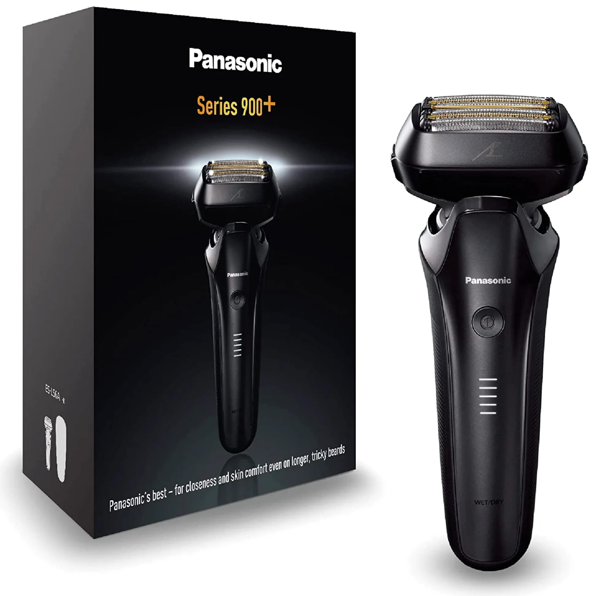 Panasonic ES-LS6A-K803 Rasoir Électrique pour Hommes Peau Sèche et Humide 6 Lames, sans Fil de Qualité Supérieure, Capteur de Barbe Réactif, Lames en Acier Japonais, tête Multi-Flex 22D, Noir Mat