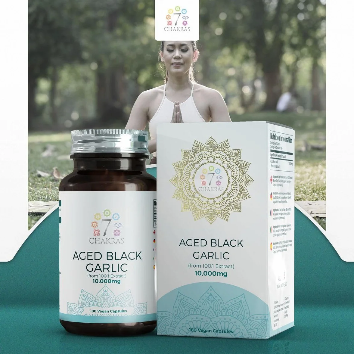 7C Ail Noir Vieilli | 180 Capsules d'ail Noir Inodore Haute Résistance - 10,000mg D'extrait D'ail par Capsule | Sans OGM, Sans Gluten et Sans Allergène | Fabriqué au RU