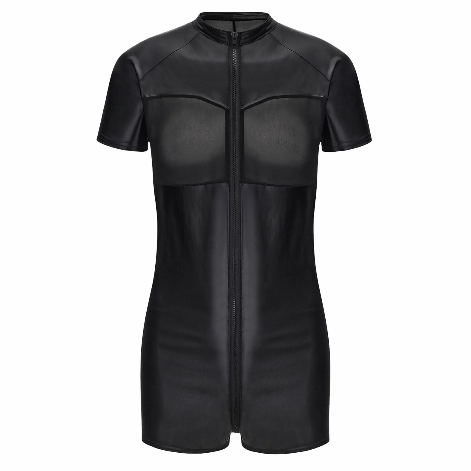 Latex Tenue Techno pour homme - Effet mouillé - Maillot de corps en cuir - T-shirt en maille - Clubwear - Débardeur - Coupe ajustée - Chemise en cuir - Lingerie pour homme