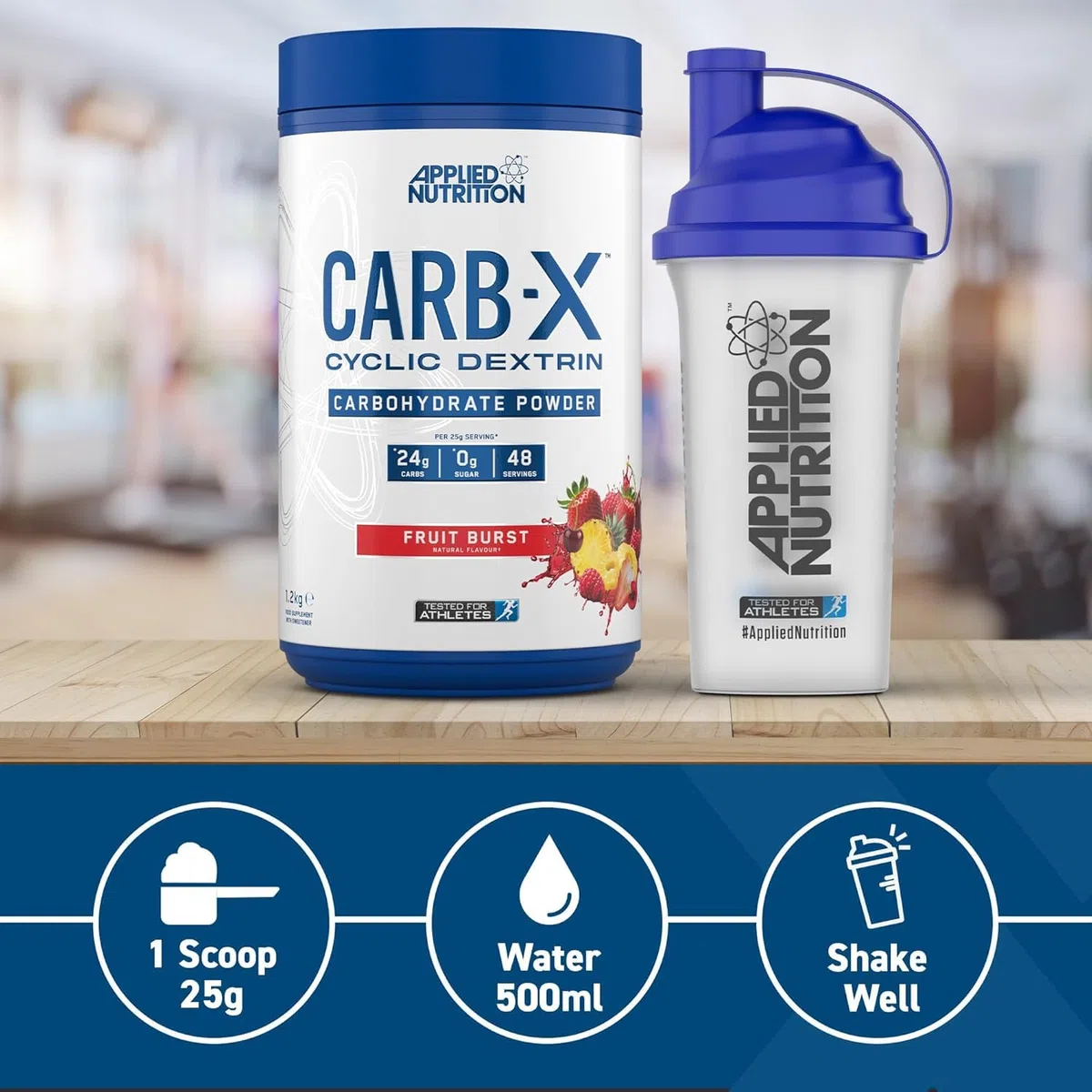 Applied Nutrition Carb X Glucides de Dextrine Cyclique en Poudre Hautement Ramifiés, Poudre Intra et Post-Entraînement, Végans, sans Gluten, sans Sucre, 48 Portions (1.2kg, Fruit Burst)