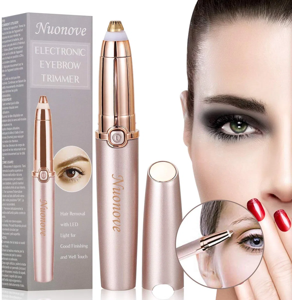 Epilateur Sourcil, Eyebrow Trimmer, Épilateur Sourcils, Rasoir Sourcil Femme, Epilation Visage Tondeuse Femme,Epilateur Visage Construit en Lumière, Cheveux D'épilation doux