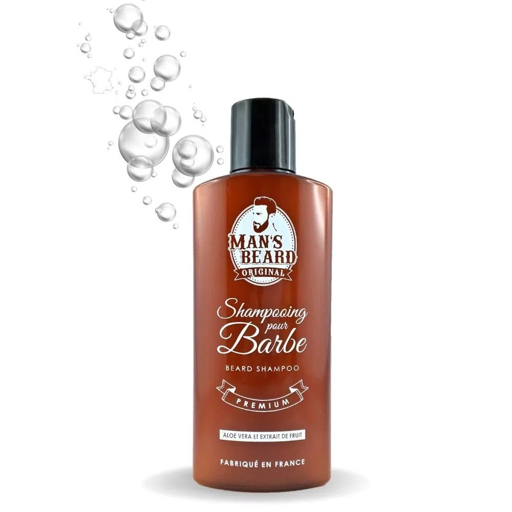 Man's Beard | Shampoing barbe, Produit nettoyant visage homme | Soin de la barbe | Usage quotidien | Ingrédients d'origine naturelle - Huile de Ricin | 150 ml | 100% Fabrication française