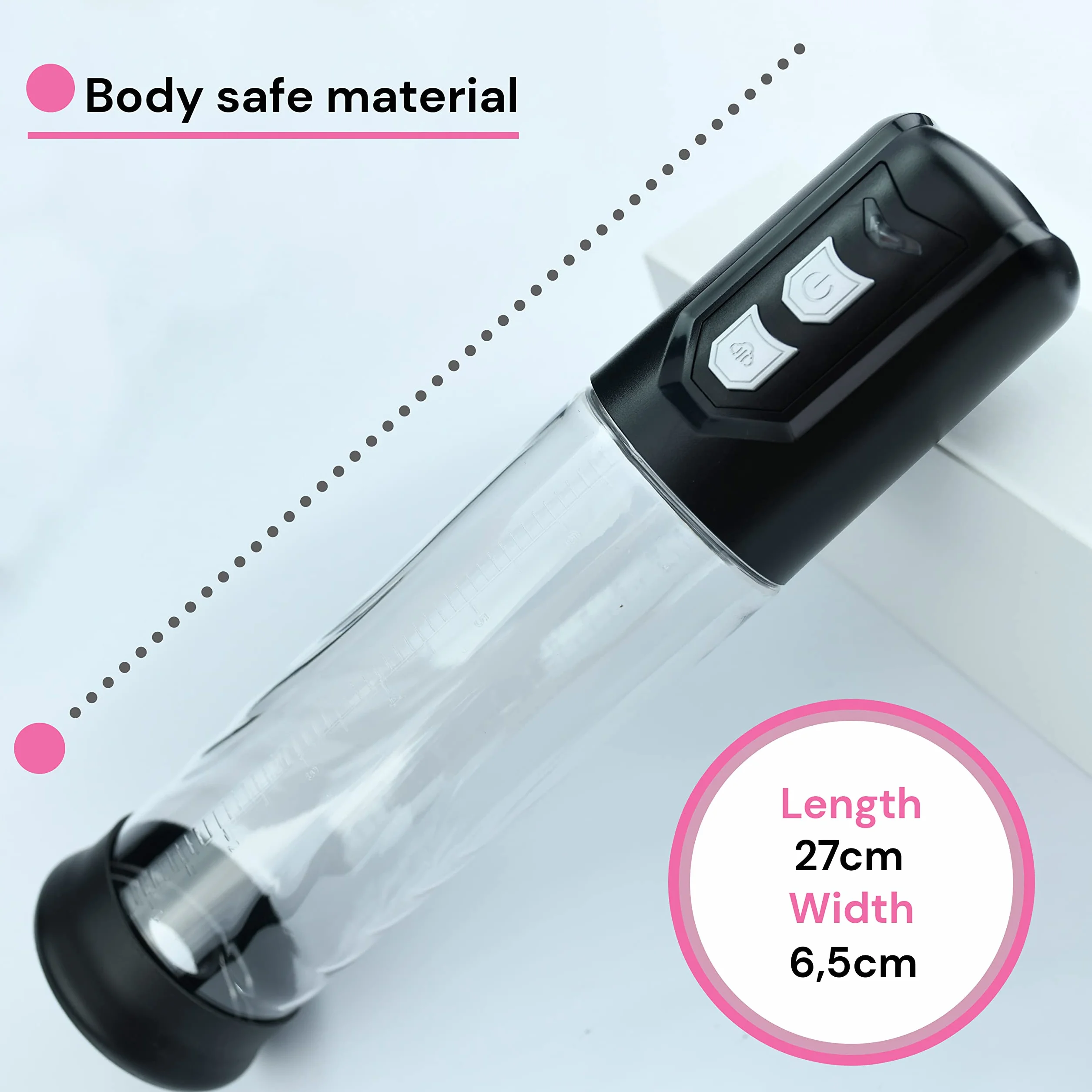 FOPS Pompe à Pénis Électrique 27cm ⌀6cm Masturbateur Homme ABS Pompes à Pénis Transparent Agrandir Son Pénis avec Haute Puissance d'Aspiration Pompe à Pénis pour Homme penis-vacuum P09