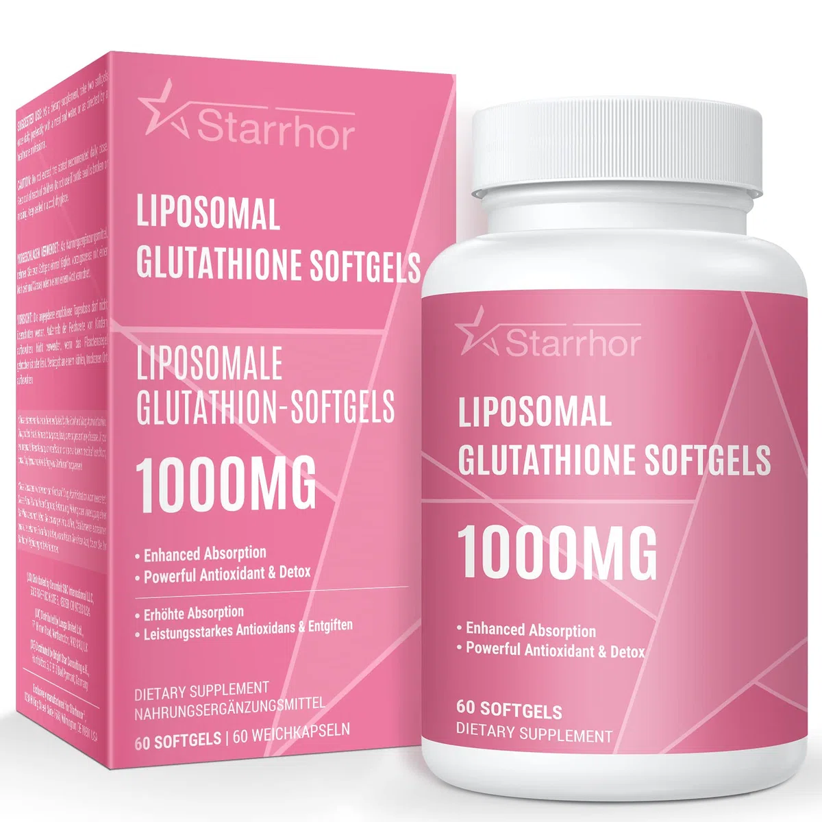 Glutathion Liposomal en Gélules, 1000 mg par Portion, Formule Liposomale Haute Puissance, Supplément Alimentaire, 60 Gélules