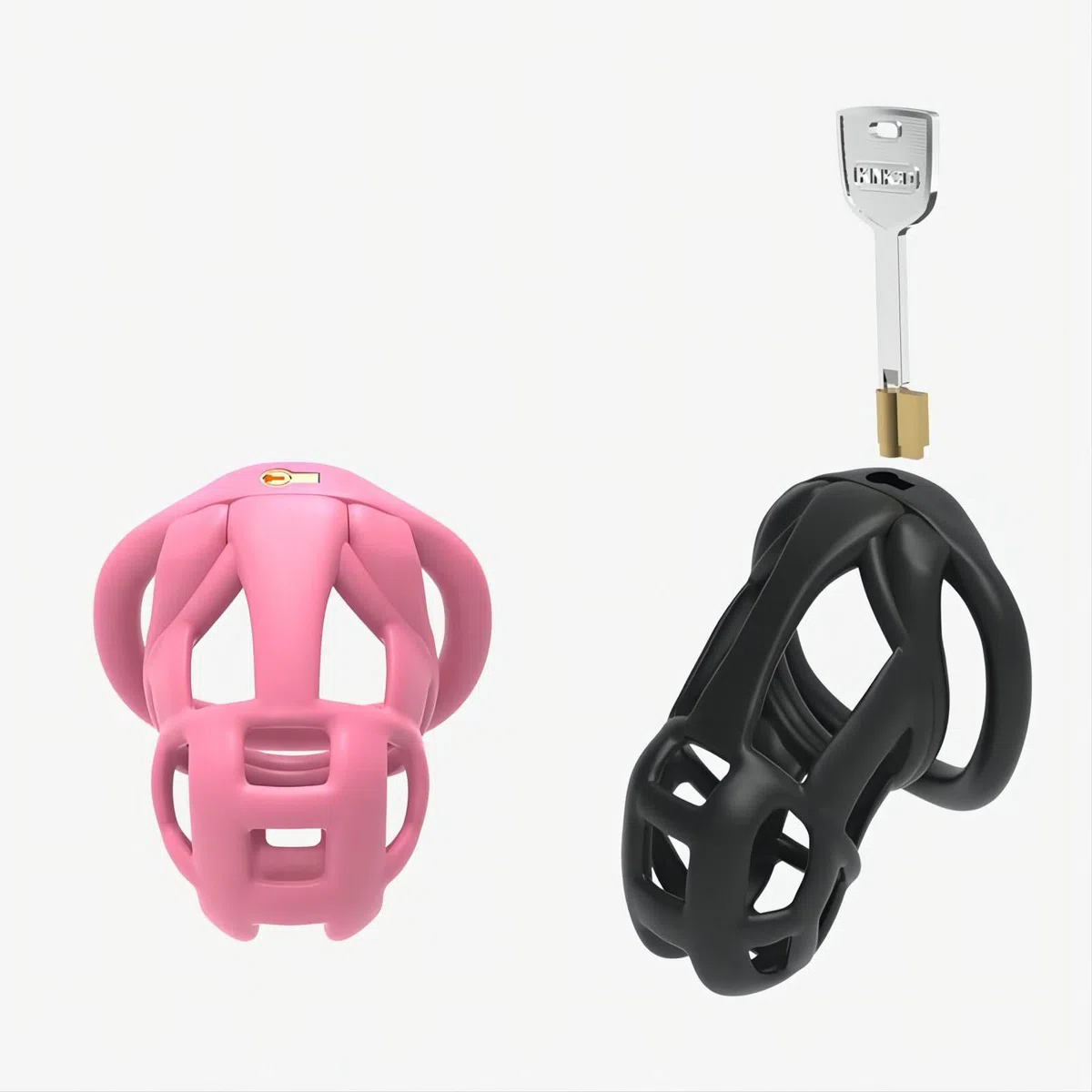 Cage de Chasteté Pénis Sex Toys Chastity Cage pour Pénis avec 4 Anneaux Différents Ceintures de Chasteté avec Serrures Invisibles pour Immobiliser Les Pénis d'Hommes Respirante et Légère (Black,L)