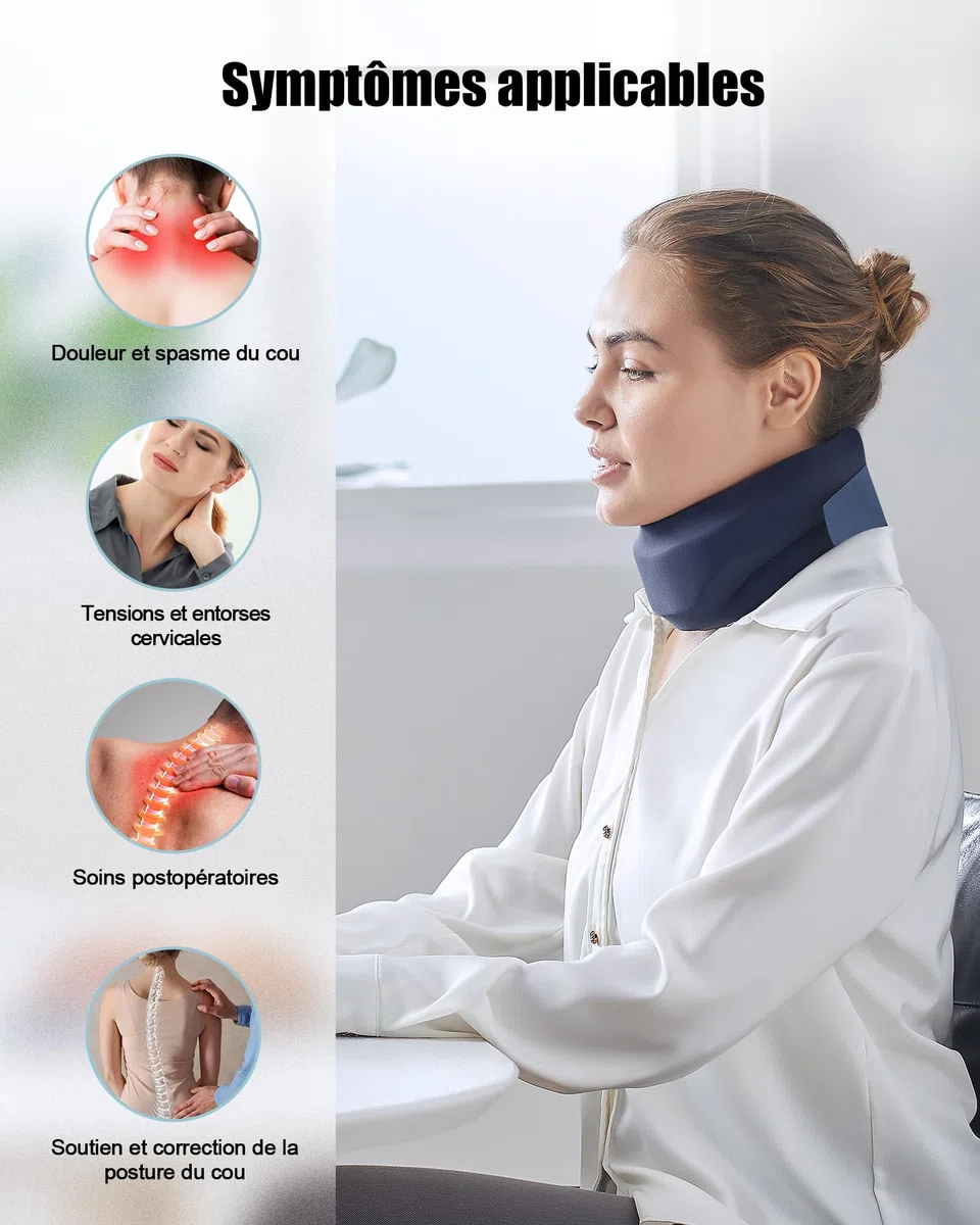 Bandage de Cou pour les Douleurs,Collier Semi-Rigide pour Cervicales Douloureuses, Collier Cervical Maintient Soulager la Pression,Minerve Cervicale pour Femme et Homme (M)