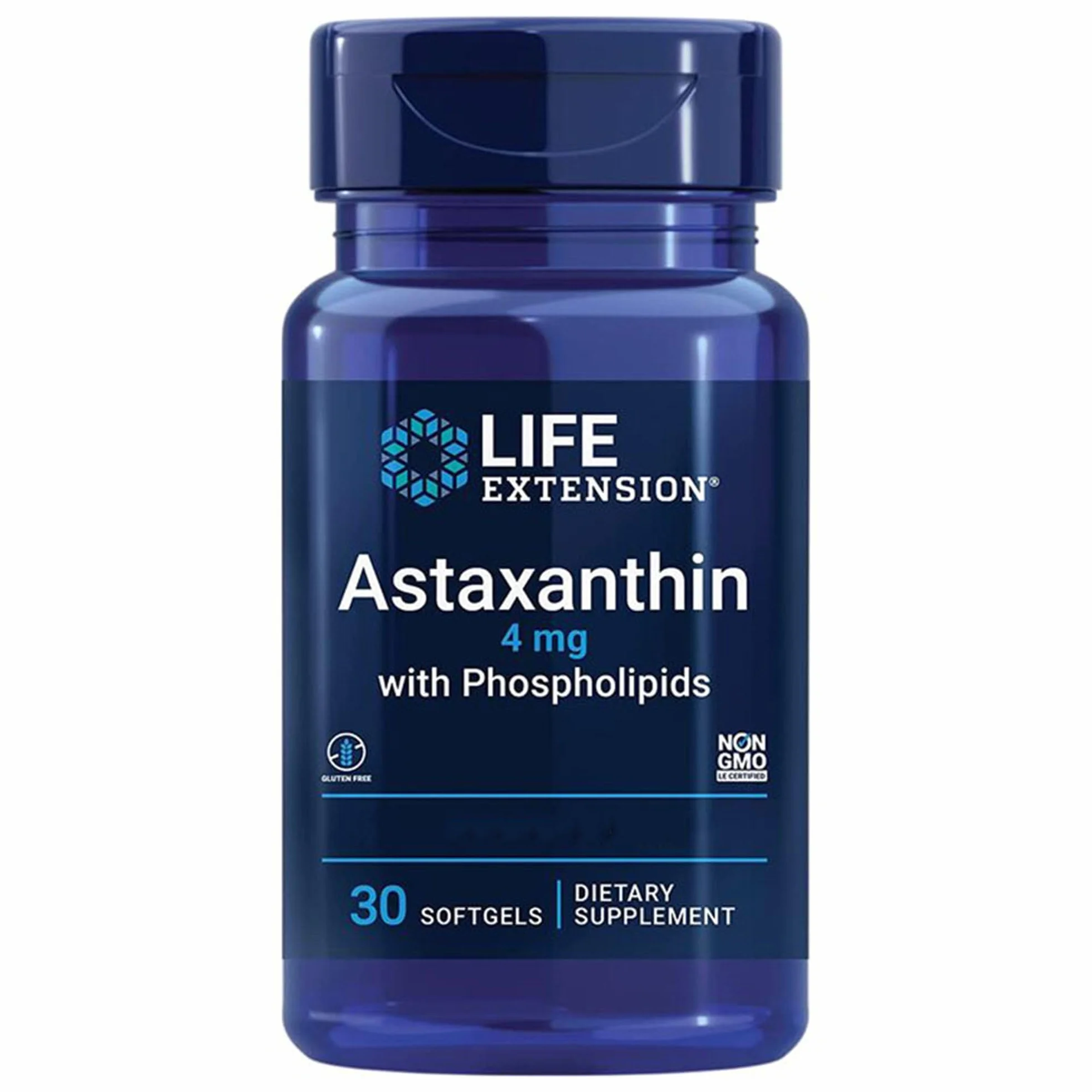 Life Extension Astaxanthine, 4mg, avec Phospholipides, 30 Capsules molles, Sans Gluten, Sans Soja, Sans OGM