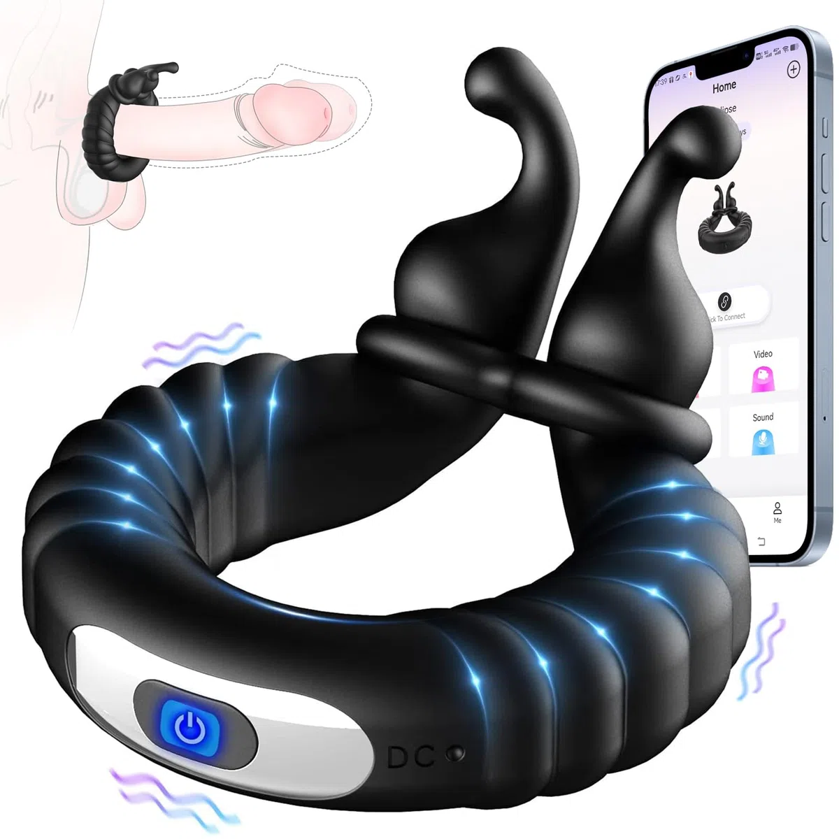Sex Toys Anneau Penien - Anneau Homme Sextoyse Couple Plaisir, Anneau Vibrant Pénis Clitoridienne avec 10 Modes de Vibration, Anneaux de Pénis Sextoyse Sex, Anneau Penien Sex Toyspour Pour Homme