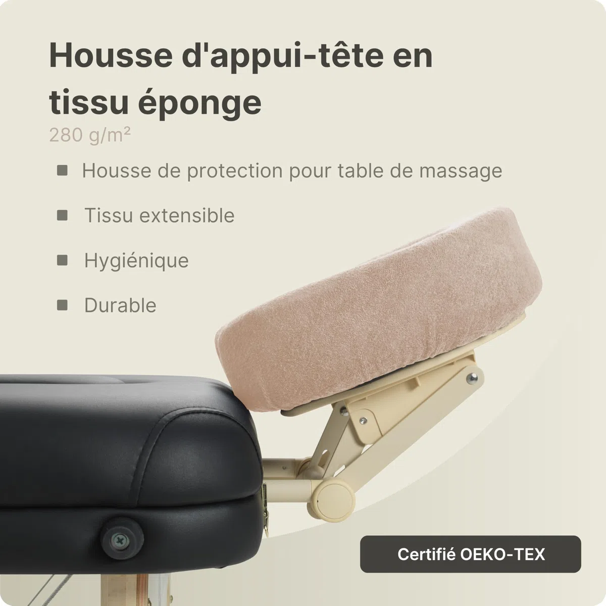 Housse pour têtière en Tissu éponge Marron-Clair - 2 unités - Protège-têtière Professionnel