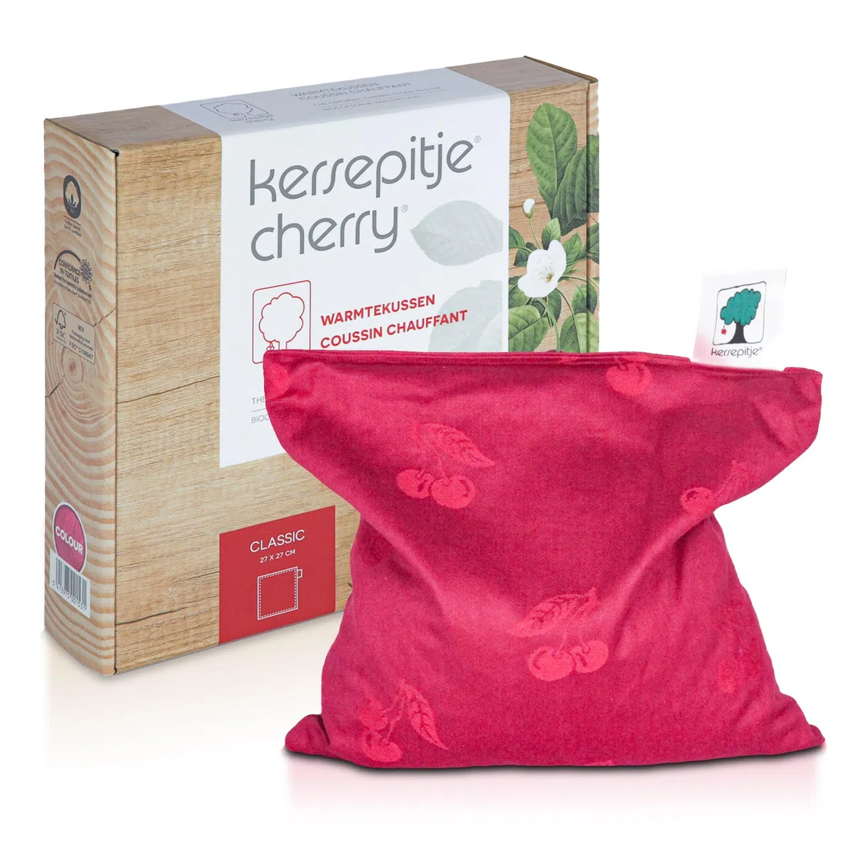 Classique Cerise Fosse Coussin, 27 cm Longueur x 27 cm Largeur x 3 cm Hauteur, Rouge