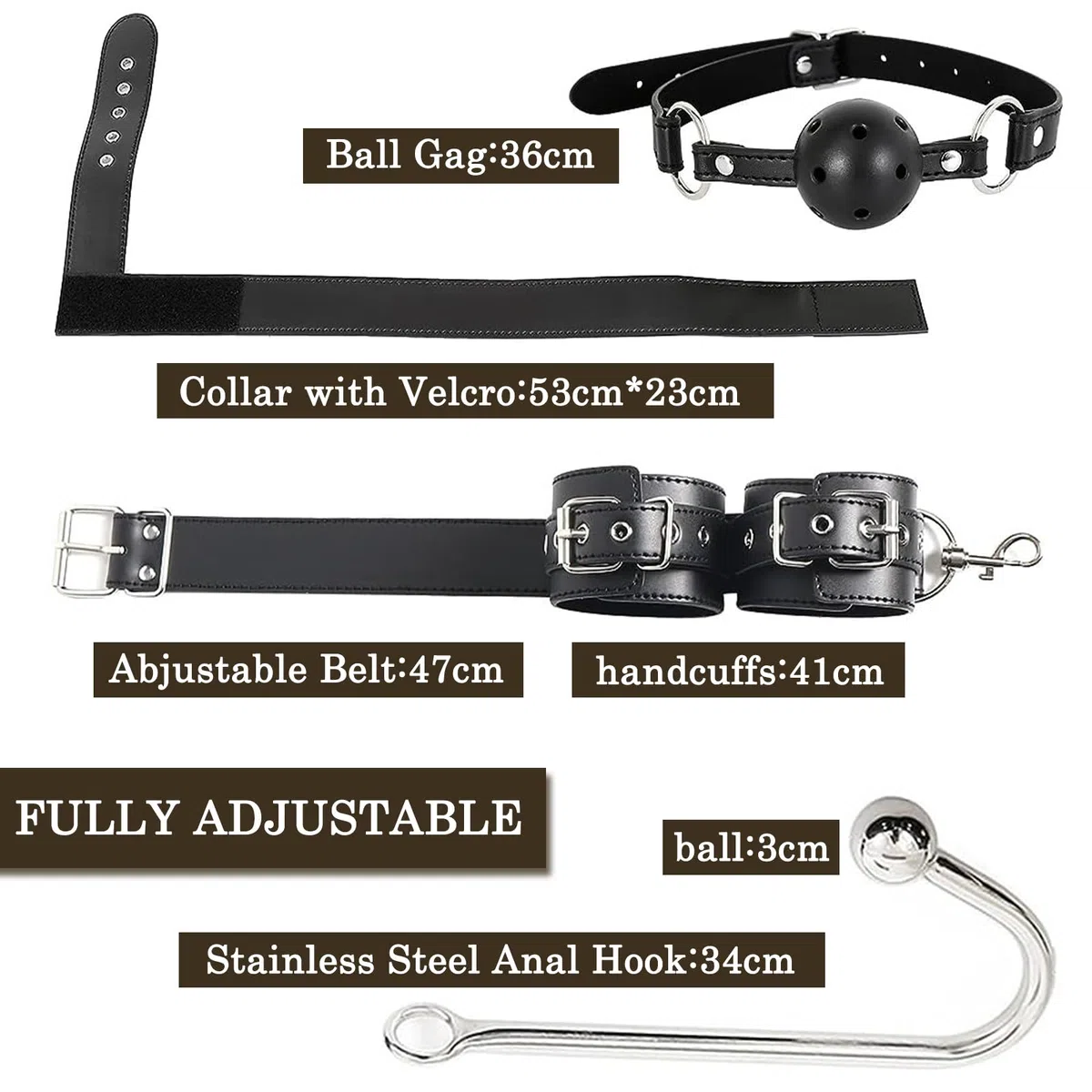 BDSM Bondage le Dos avec et Accessoires de Bondage Réglables,crochet anal bouchon buccal masque pour les yeux,Sex Toys Erotiques Set Adultes Toy