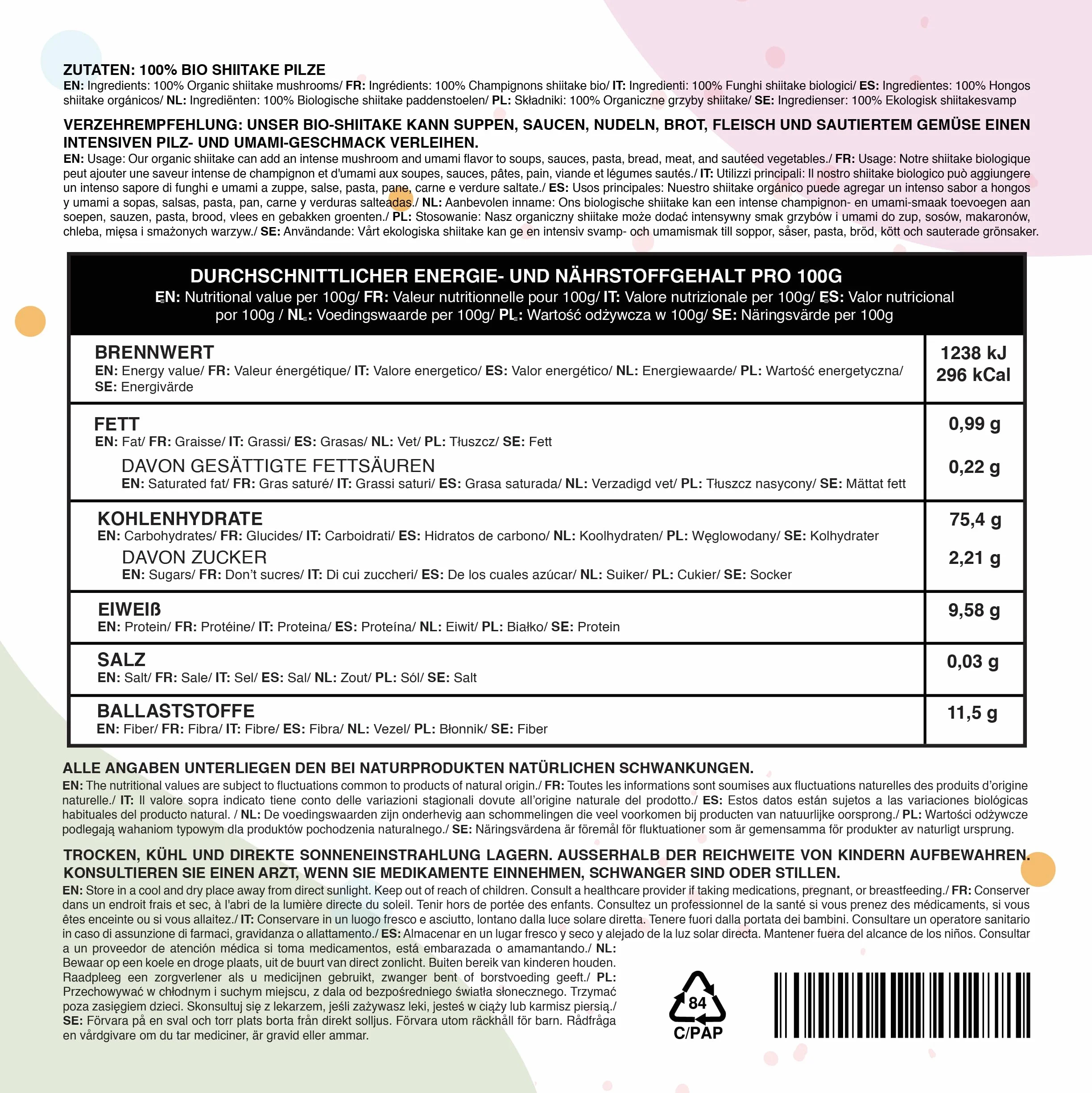 Shiitake Bio Champignons 200g, Champignon Shiitake Séchés Biologiques pour la Cuisine