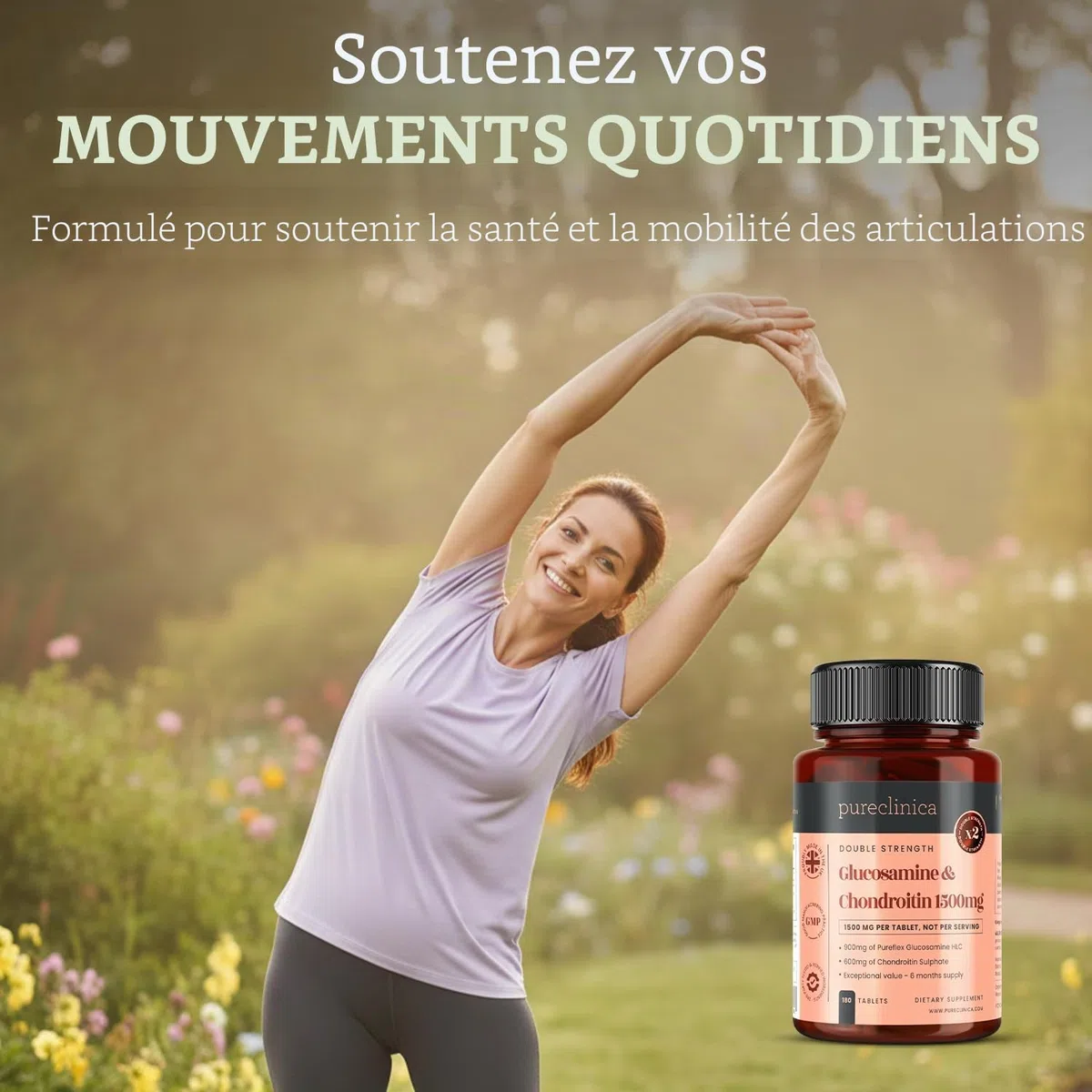 180 comprimés de glucosamine HCL et de chondroïtine à forte force 1500 mg - 6 mois de réserve
