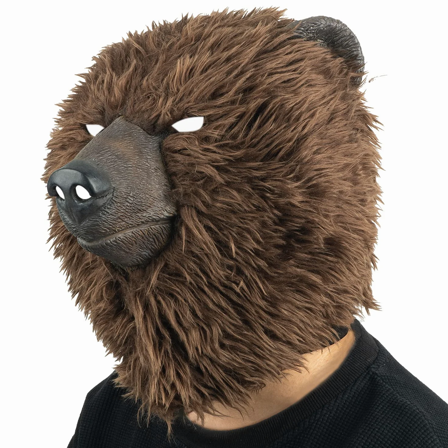 Masque d'ours en peluche marron pour Halloween, carnaval, fête masquée, carnaval, défilé d'animaux, masque en latex