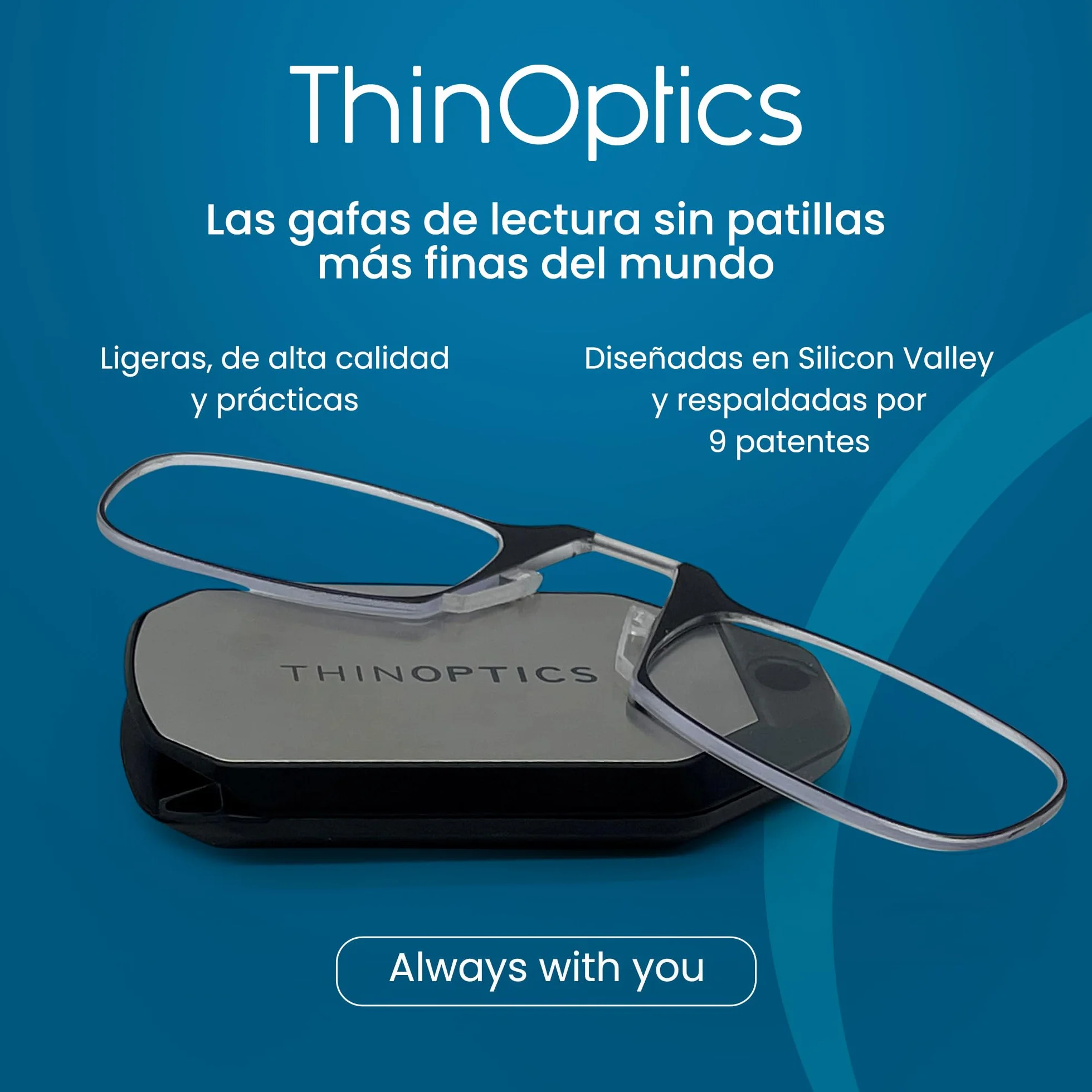 ThinOptics Lunettes De Lecture Avec Étui Porte-clés - Unisexe Homme Femme - Lunettes De Lecture Compactes, Pliables Et Légères Avec Technologie Flex-fit