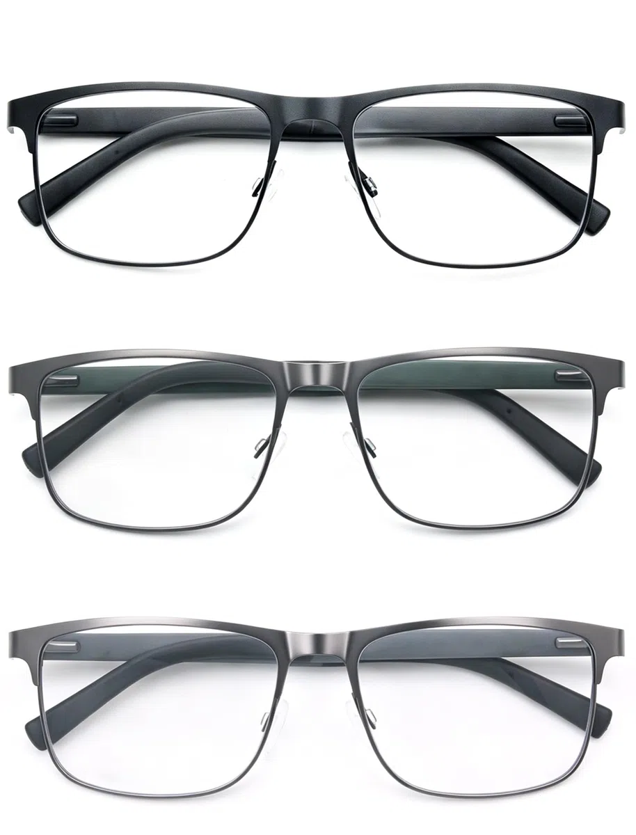 MODFANS 3 Paire de Lunettes de Lecture Anti Lumiere Bleue - Monture Rectangle en Metal