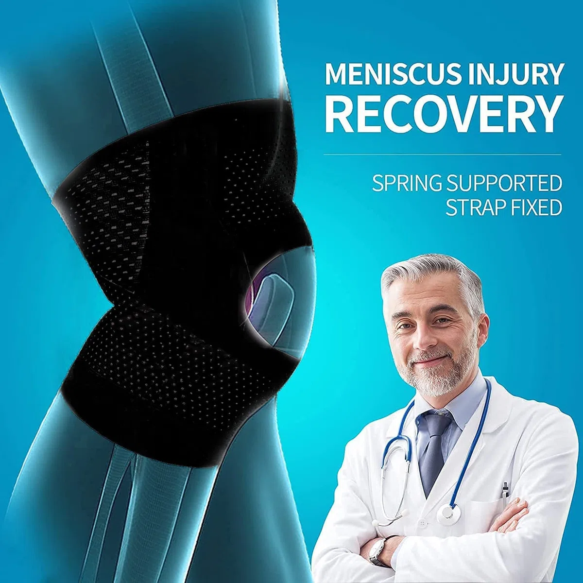 HUEGLO Genouillère avec stabilisateurs latéraux, pour la douleur au genou déchirure du ménisque MCL ACL Récupération des blessures arthritiques Genouillère réglable pour hommes et femmes (XXL)