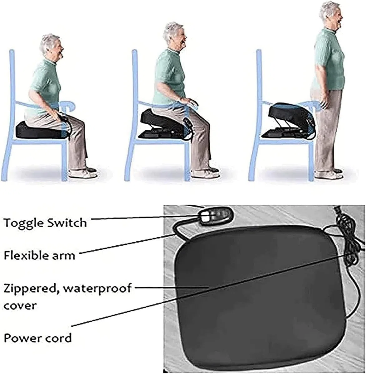 Coussin D'assistance Au Siège Électrique, Moteur Puissant pour Aider À Se Tenir Debout, Supporte Jusqu'à 240 LB, pour Aider Les Personnes Âgées Et Handicapées À Monter Et Descendre