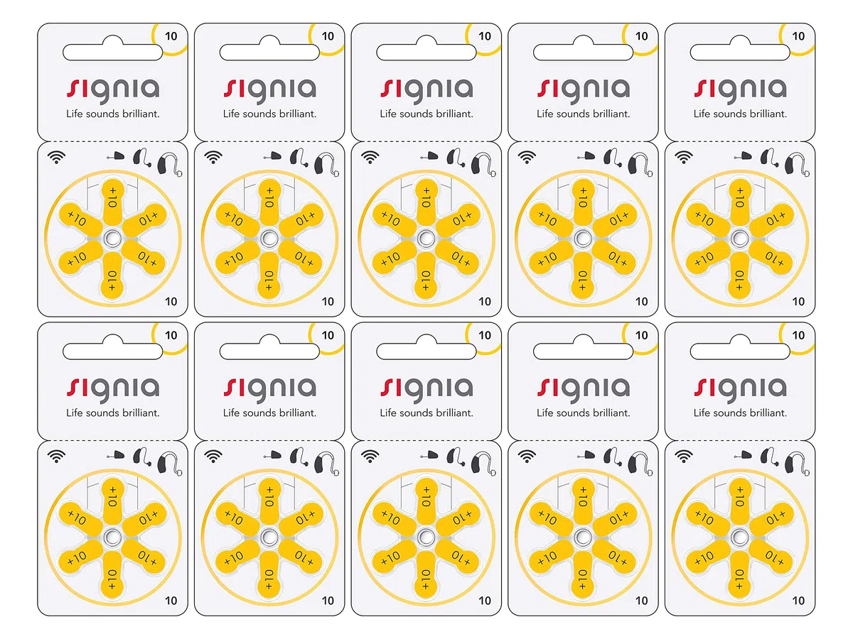 Signia Lot de 60 piles auditives 1,45 V Taille 10, Pile 312 : alimentation longue durée pour votre appareil auditif