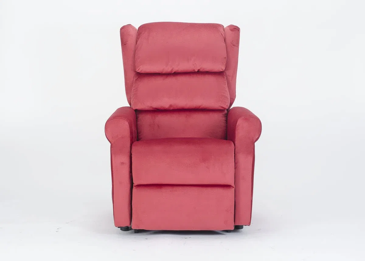 POLTRONE ITALIA Carl 2 Moteurs PERSONNALISÉ Fauteuil releveur inclinable Dispositif Médical système de Roue siège à Micro-Ressorts Doux Velours Rouge
