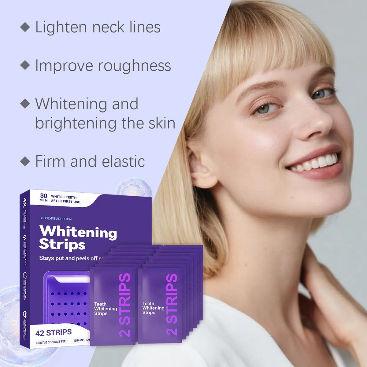DrDent PURPLE WHITENING STRIPS Bandes Pour ProtéGer Les Dents Et éLiminer Les Taches (Une boîte (42 comprimés))