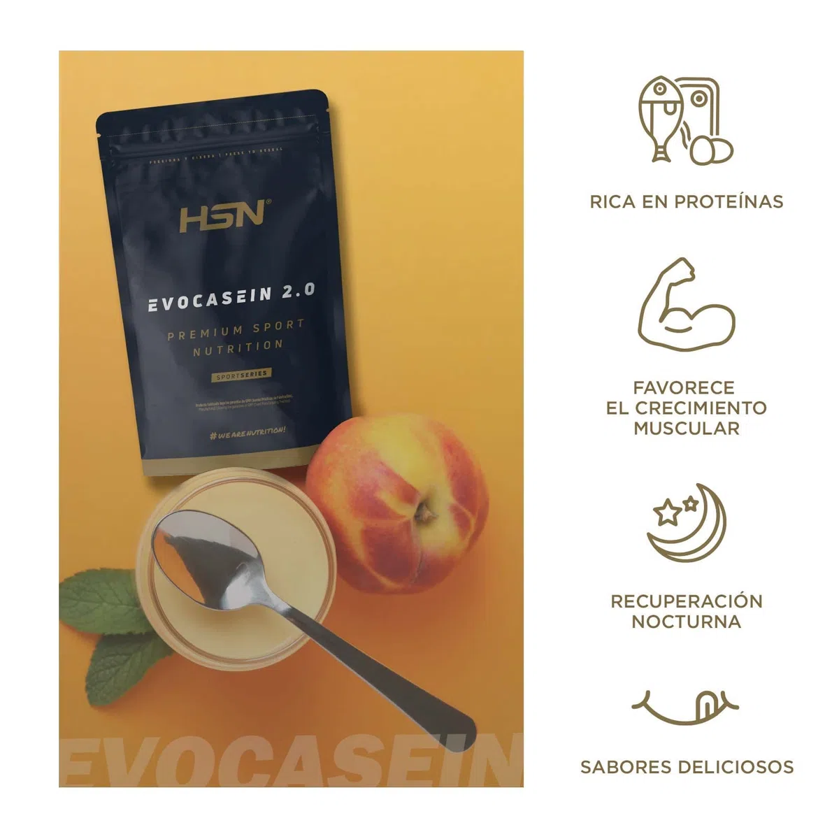 Caséine Micellaire de HSN - Evocasein 2.0 – Protéine pour Avant Dormir – Libération Prolongée pendant le soir – En Poudre – Saveur Banane - 500g