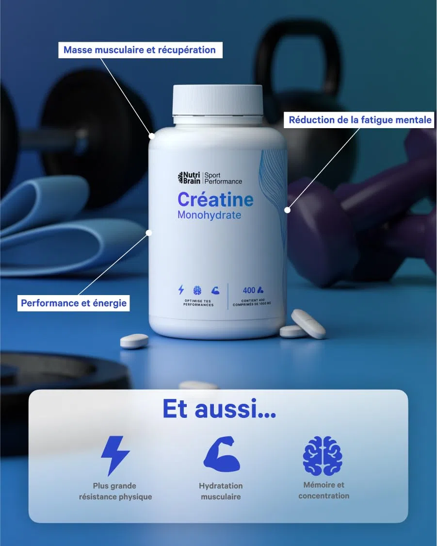 Créatine Monohydratée 3000 mg – 400 comprimés | Améliore la force, la masse musculaire, l'endurance, récupération, énergie et l'agilité mentale | Végan, Sans Gluten, Sans OGM | Pour Homme et Femme