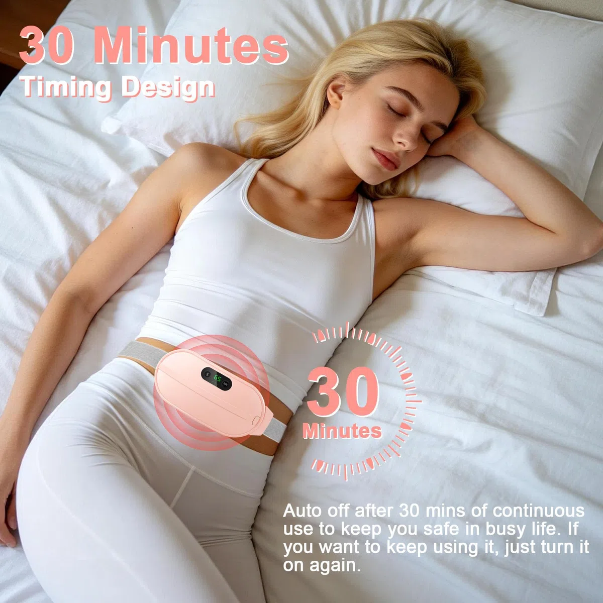 Ceinture chauffante regle douloureuse, iklestar 5000mAh Coussin chauffant pour les crampes menstruelles avec 6 modes de chaleur et de massage, ceinture regles douloureuses et les crampes dorsales