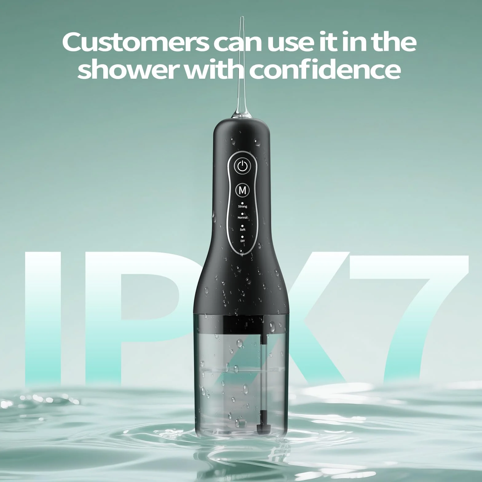 Hydropulseur Dentaire Électrique Sans Fil – Jet Dentaire Professionnel avec 4 Modes, 260ML Réservoir, USB-C Rechargeable, IPX7 Étanche, 5 Buses, Nettoyeur Dentaire Portable Voyage et Maison