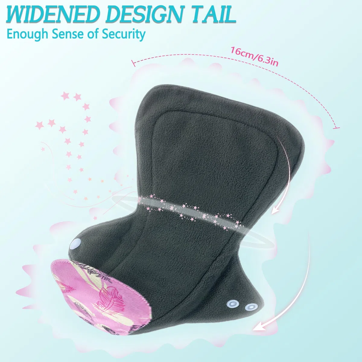 Serviettes Hygiéniques Lavables Réutilisables Flux Abondant 4 Pack - Taille XL (32cm), Extrémité Allongée Élargie Anti-Fuite Serviette Hygiénique Nuit, avec Sac Imperméable