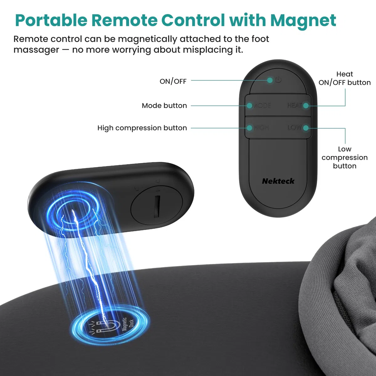 Nekteck Masseur Pieds avec Chaleur, Masseur Shiatsu pour La Fasciite Plantaire avec Télécommande, Massage par Pétrissage Profond et Compression D'Air pour Pieds, Cadeaux pour Hommes Femmes