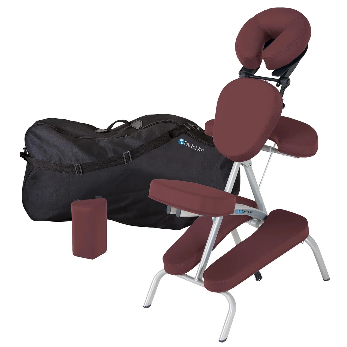 EARTHLITE Vortex Kit portable chaise de massage - Portable, compact, solide et léger (7 kg) incl. étui de rangement portable, coussin et sangle pour le sternum