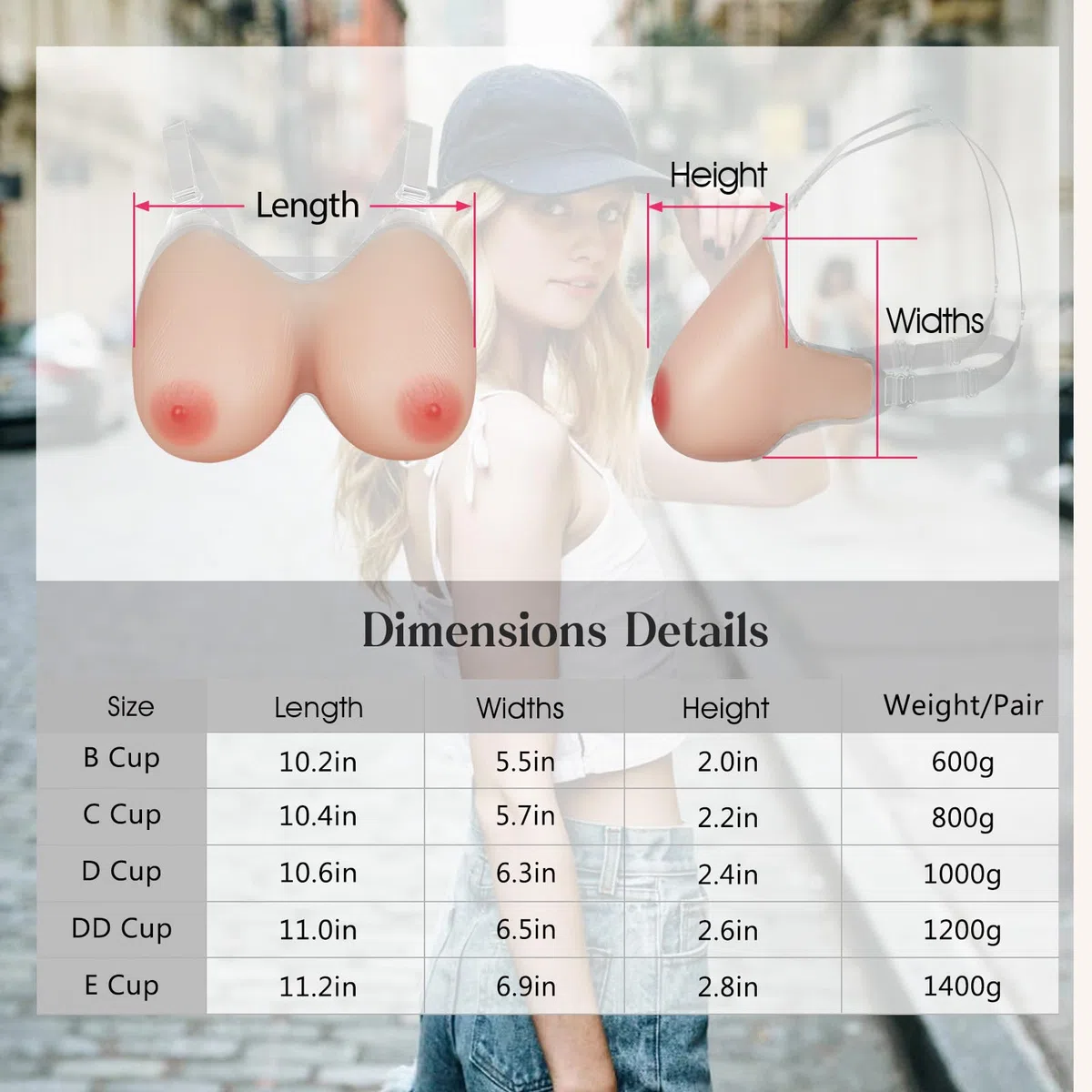 Windsleeping Winsleeping Prothèse Mammaires en Silicone avec Sangle Faux Seins sans Soutien-Gorge Faux Seins avec Bretelles pour Mastectomie et Travesti