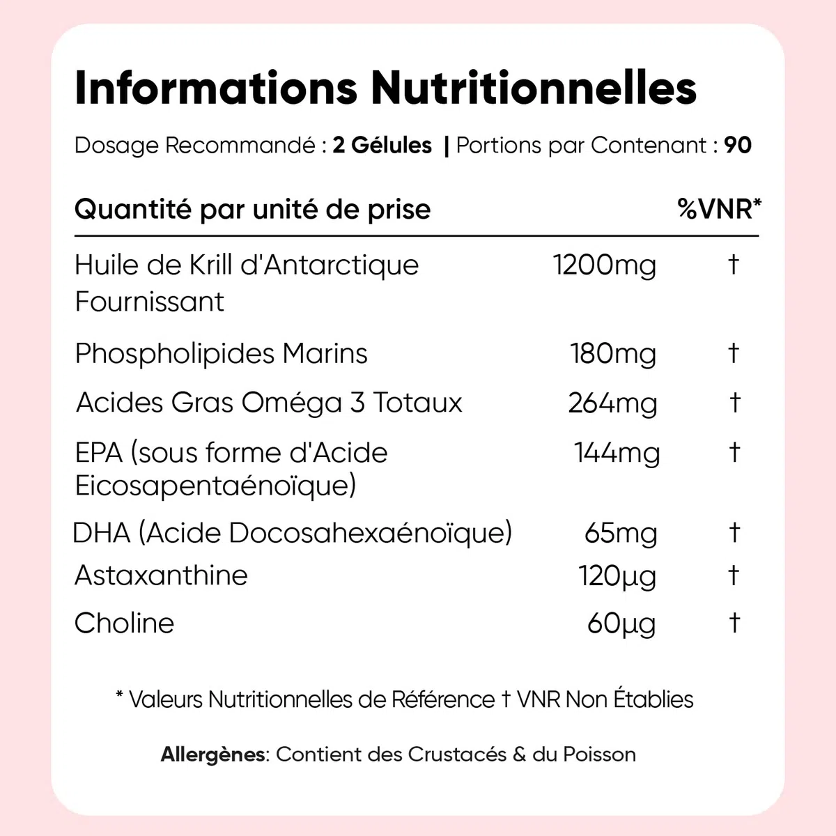 Huile de Krill d'Antarctique 1200mg Oméga 3 DHA EPA - 180 Gélules