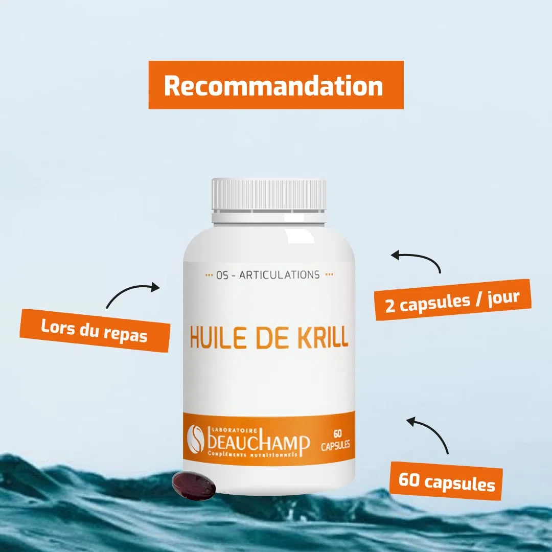 Complément alimentaire HUILE DE KRILL - 60 capsules - Oméga 3 sous forme phospholipides - Confort cardiaque et cérébral - Développé en France