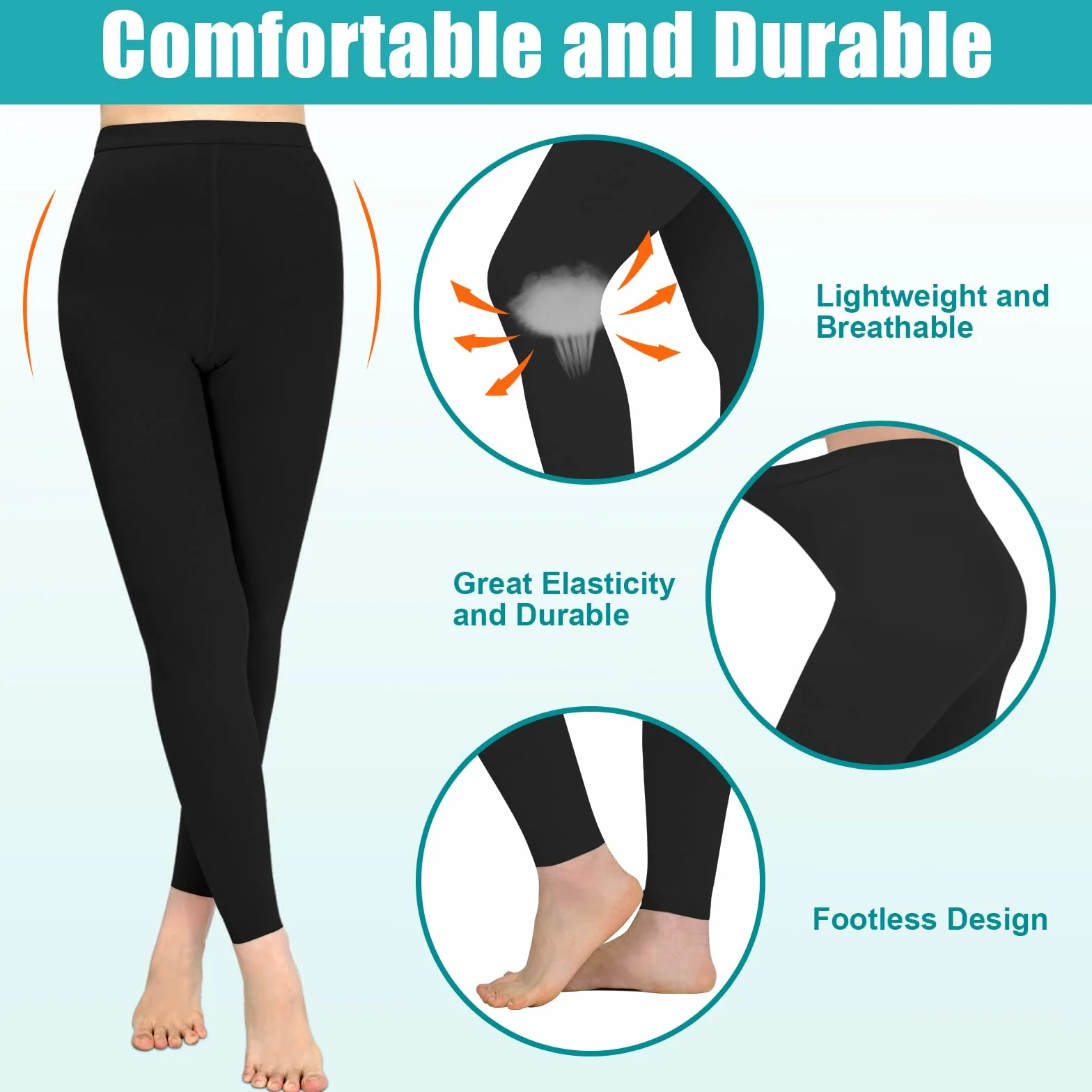 Bas de compression médicaux pour homme et femme - Longueur : 20 à 30 mmHg - Classe II - Collants de compression gradués - Bas de contention - Bas de compression sans orteils - Pour varices