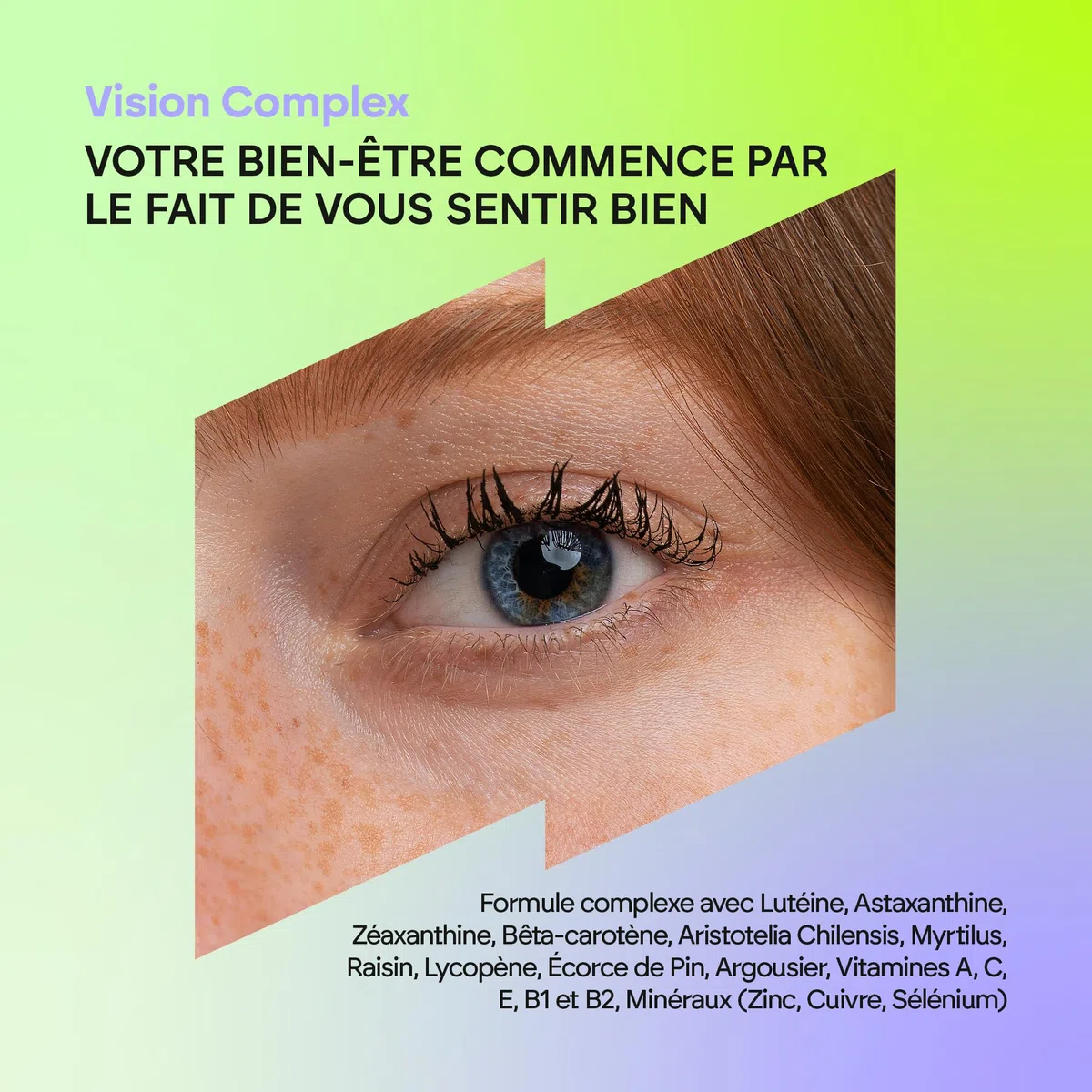 Vision Complex Luteína + Zeaxanthine + Astaxanthine - Vit. C E et A - Pour les yeux - Complexe 18 ingrédients avec Zinc Sélénium Cuivre Lycopène + Thiamine Riboflavine - 60 Capsule Nutralie
