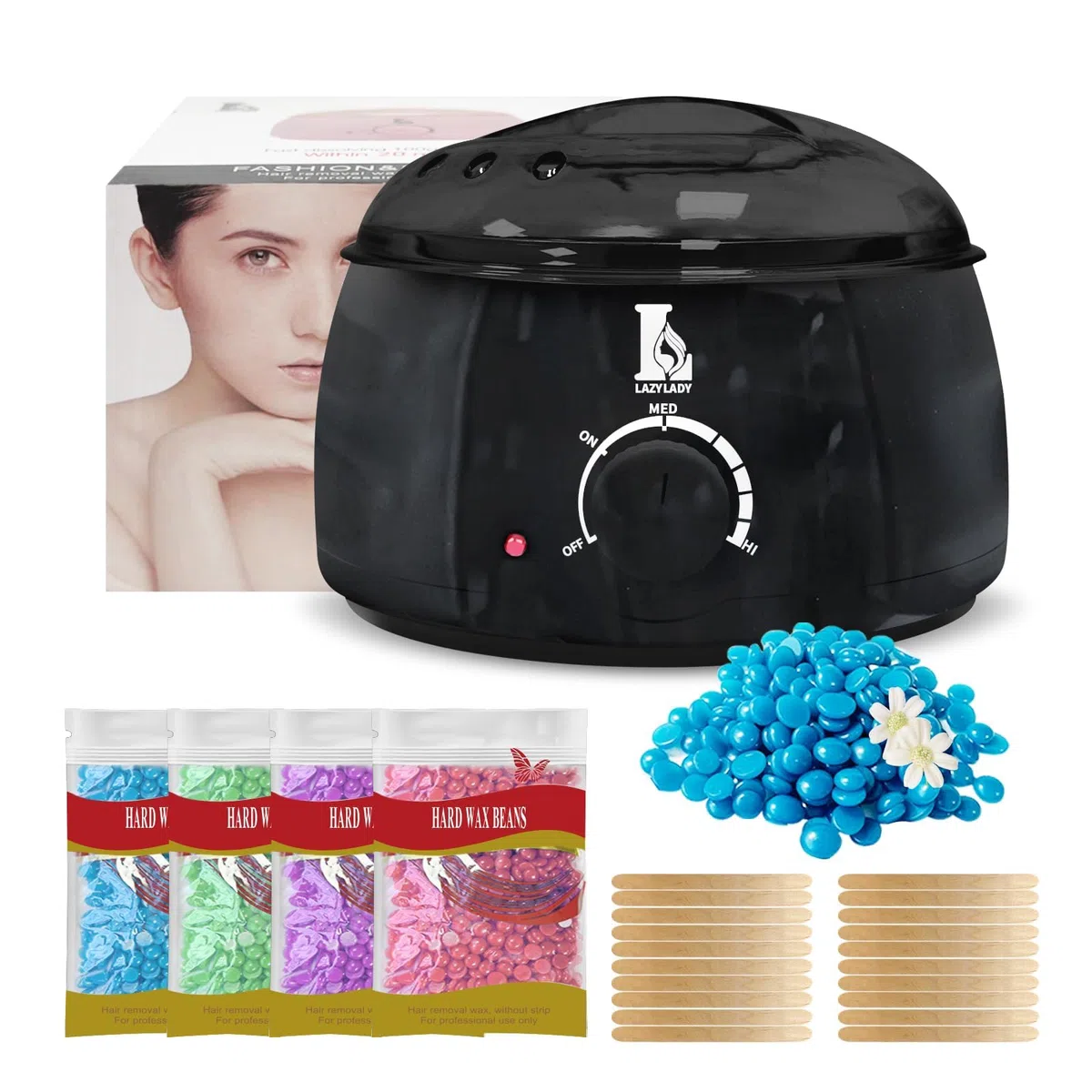 Chauffe Cire Épilation à la Maison, Appareil à Cire Chaude avec Température Réglable, Machine à Cire Compacte pour Visage, Petites Zones, Jambes, Aisselles et Maillot(noir)