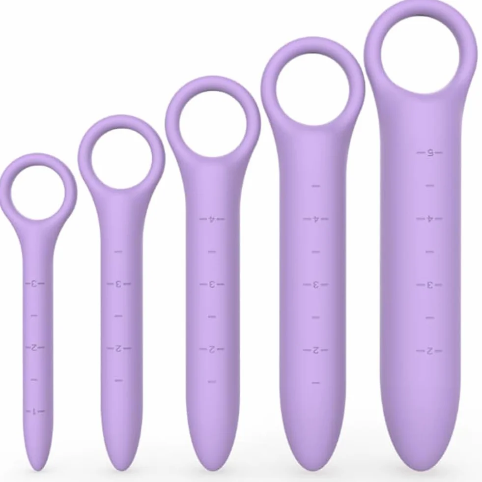 Dilatateur Vaginisme, Ensemble de 5 Pièces en Silicone Dilatateurs, Portable à Usage Multiple, Violet