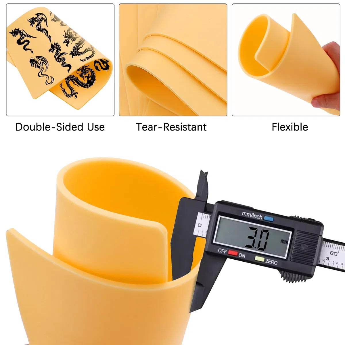 200 x 297 mm A4 Peau Synthétique Tatouage 3mm de Pratique 5 Pièces Fausse Peau Tatouage pour Débutants et Artistes Kit Tatouage Teint
