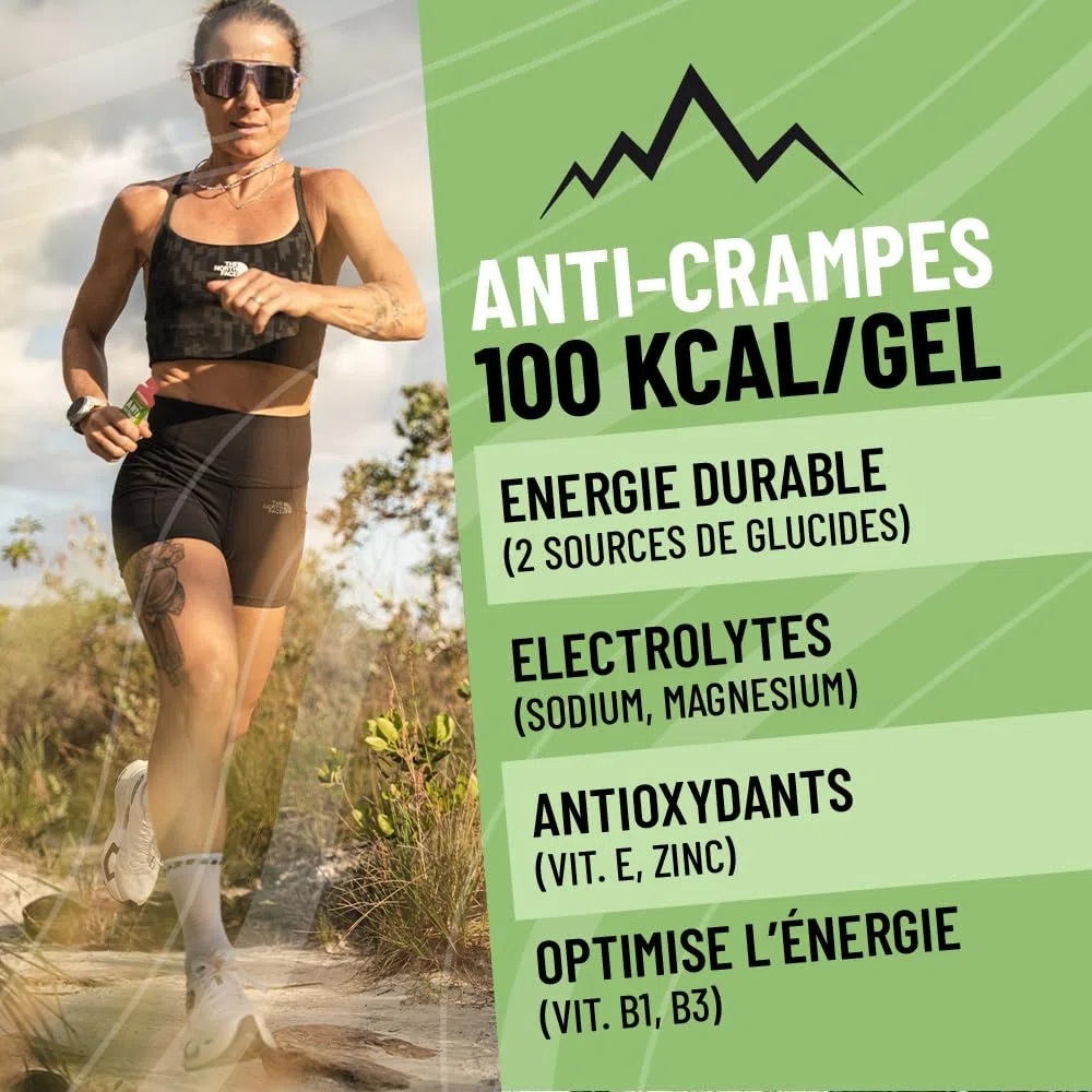 Overstim.s - Gel Antioxydant (10 sachets) - Gel énergétique pour le sport - Limite les crampes - Energie durable - Electrolytes (magnésium, sodium) - Réduit la fatigue - 100 kcal/gel - Pomme Verte