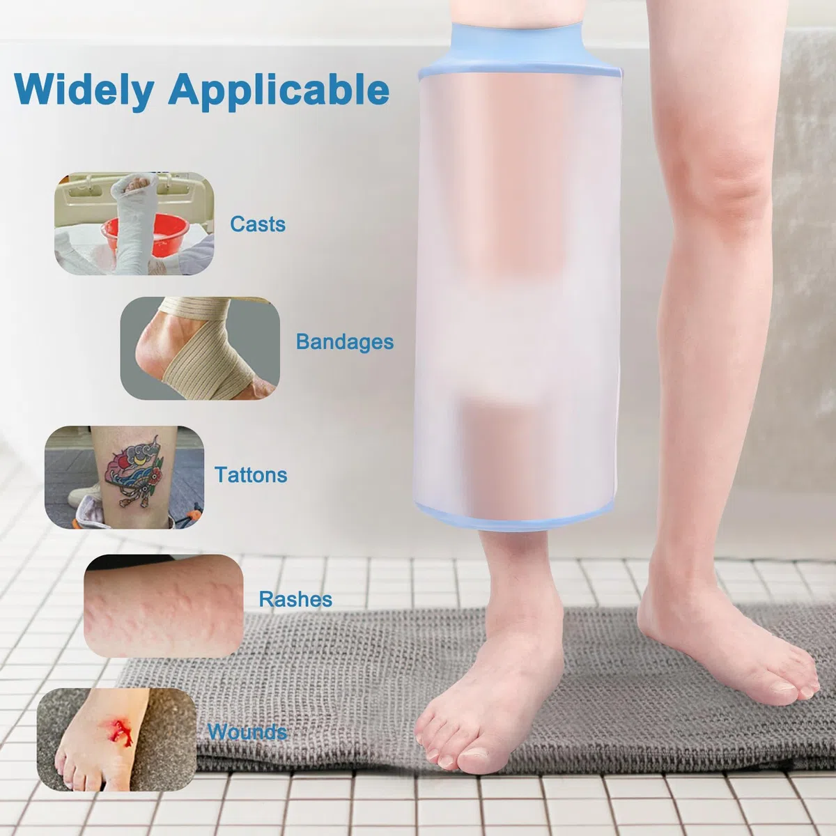 Fasola Protection Genou Douche, Protège Attelle Genou Douche Adulte, Réutilisable Sac de Douche Protection Genoux, Maintenir le Bandage au Sec, XL