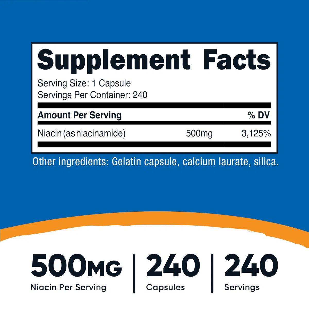 Nutricost Vitamine B3 Niacinamide 400mg, 120 Capsules - Sans Gluten, Non-OGM, Sans Soja, Sans Flush de Niacine, Boost d'Énergie, Qualité Premium
