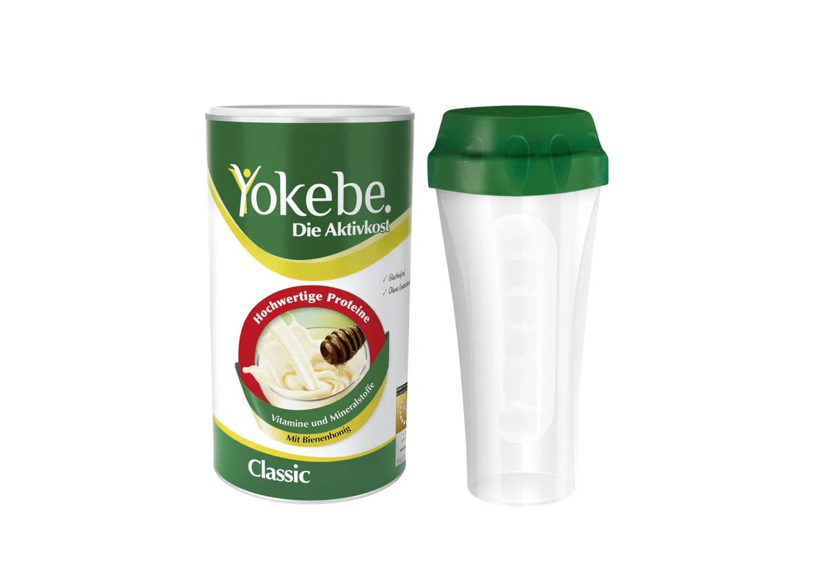 Yokebe Classic Lot de 2 packs de démarrage avec shaker pour perdre du poids Sans gluten et végétarien Substitut de repas pour perte de poids avec protéines de qualité supérieure 500 g, 12 portions