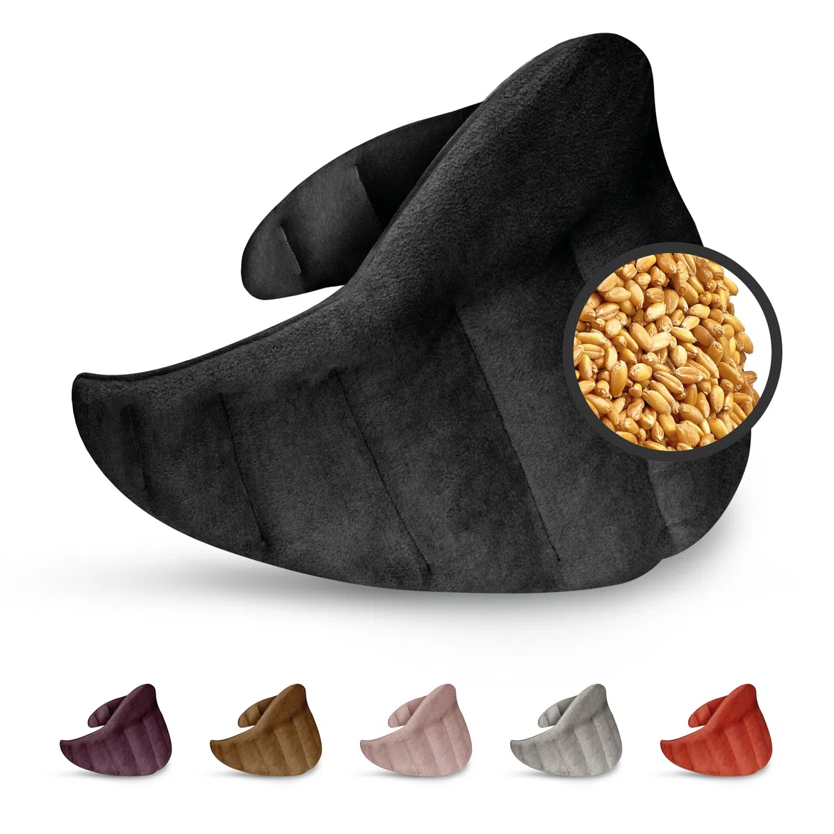 LESCHI XXL Coussin chauffant micro ondes (60x28cm) en coton 100% bio, 11 compartiments, noir, Bouillotte graines de blé 100% bio, Bouillotte micro-ondes idéale pour réchauffer épaules, cou, dos, nuque