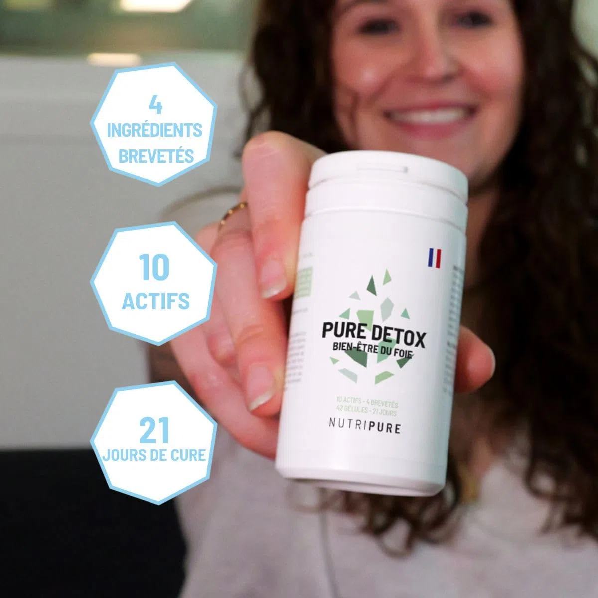 Nutripure | Pure Detox Foie | Soutien complet de la détoxification hépatique | 4 extraits brevetés (Chardon-Marie, Artichaut, Chou Kale, Choline) | Cure de 21 jours (42 gélules)
