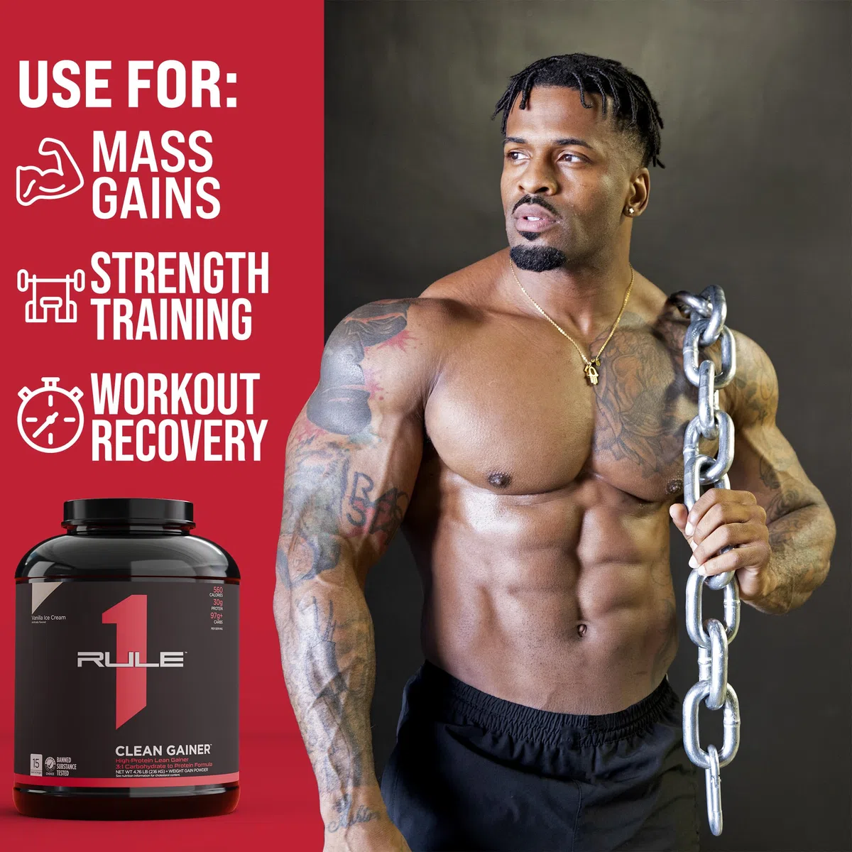 Rule1 R1 Clean Gainer (9,6lbs) Biscuits et crème - Prise de poids - Sans Créatine
