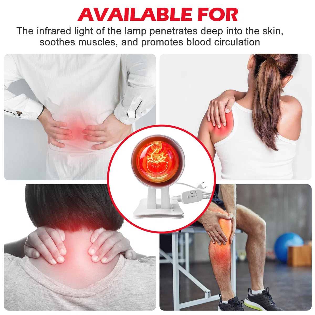 SUNOYA Lampe À Lumière Rouge 150 W, Lampe Infrarouge, Lampe Chauffante Rouge, Pour Soulager La Fatigue Musculaire et Offrir Une Chaleur Relaxante - Angle Réglable Pour Un Confort Optimal