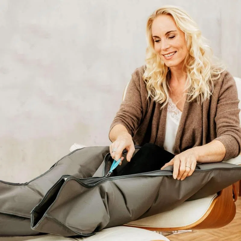 Vein Angel 6 Premium Appareil de massage avec bottes, 6 coussins d'air désactivables, pression & durée réglables facilement, 6 programmes de massage