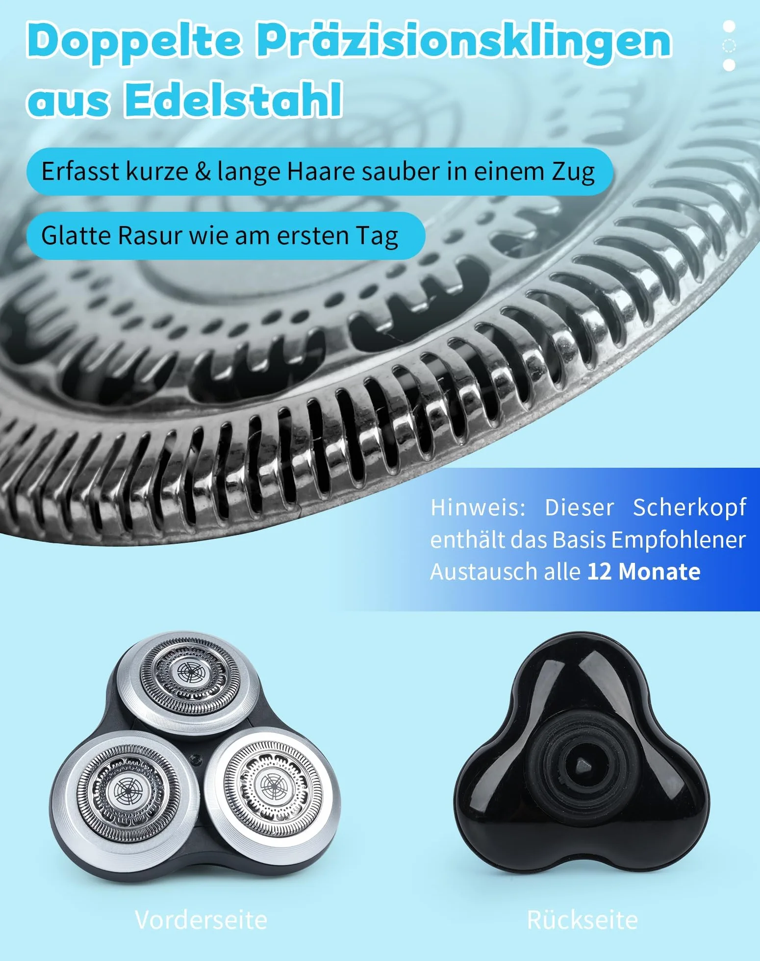 Tête de rasage compatible avec Philips Series 9000 (S9000, S99911, S9731, S9711, S9511, S9522, S9111, S9031, S9988) Tête de rechange Tête de rechange avec tête de rasage basique